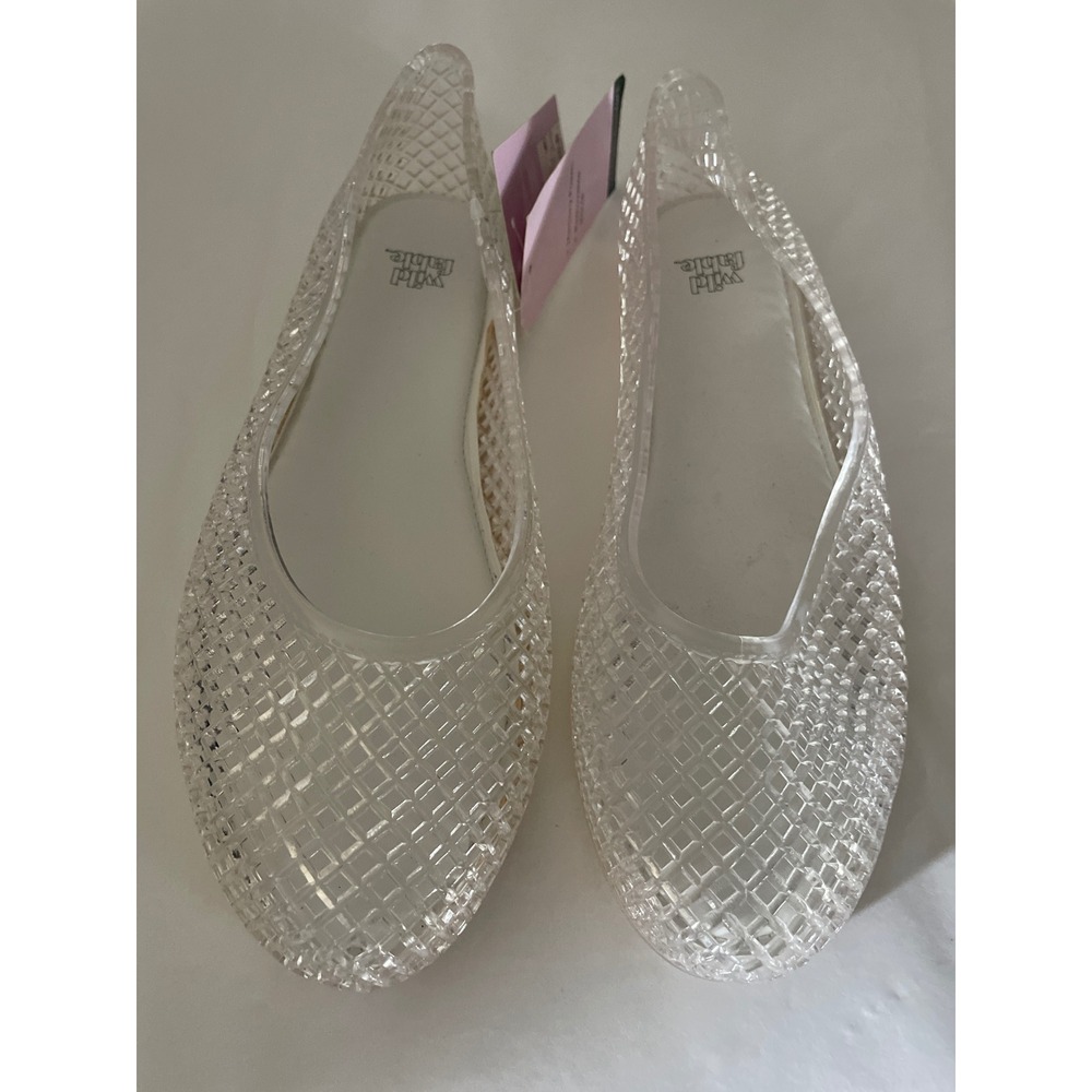 Wild Fable Clear Jelly Flats Woven Lattice Slip On Shoes Size 6 NEW